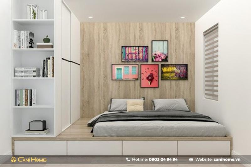 Giải pháp giường phản tích hợp lưu trữ cho phòng ngủ nhỏ 2m2
